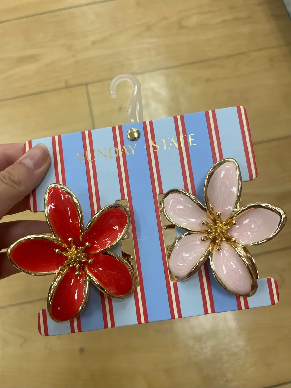 Sunday State Floral Haie Claw Clips - Red & Light Pink